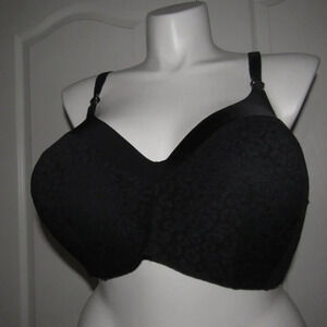 NWT TORRID Wire Free Lightly Lined Animal Lace 360 Back Smoothing Black Bra 48D